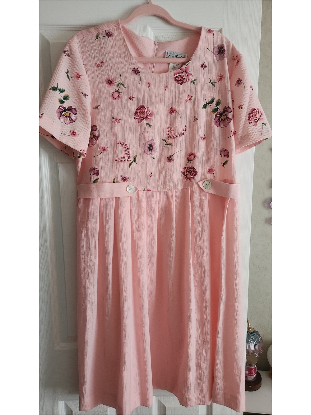 Vintage Miss Dorby Pink Floral Short-Sleeve Dress